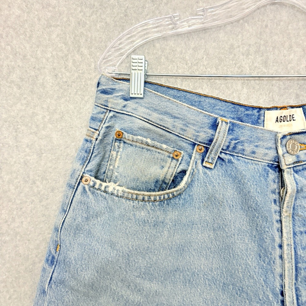 Agolde Skater Shorts 90s Buttonfly Baggy High Rise Light Wash Denim Sz 32 *RARE - Picture 4 of 7